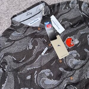 Cleveland Browns Tommy Bahama Shirt Mens Stretch Wave Print Charcoal Large NEW